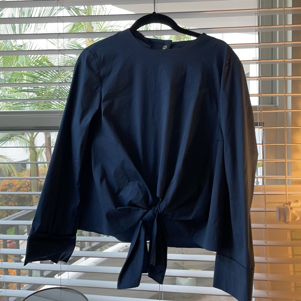 Zara Woman Blue Professional Bow Tie Front Top